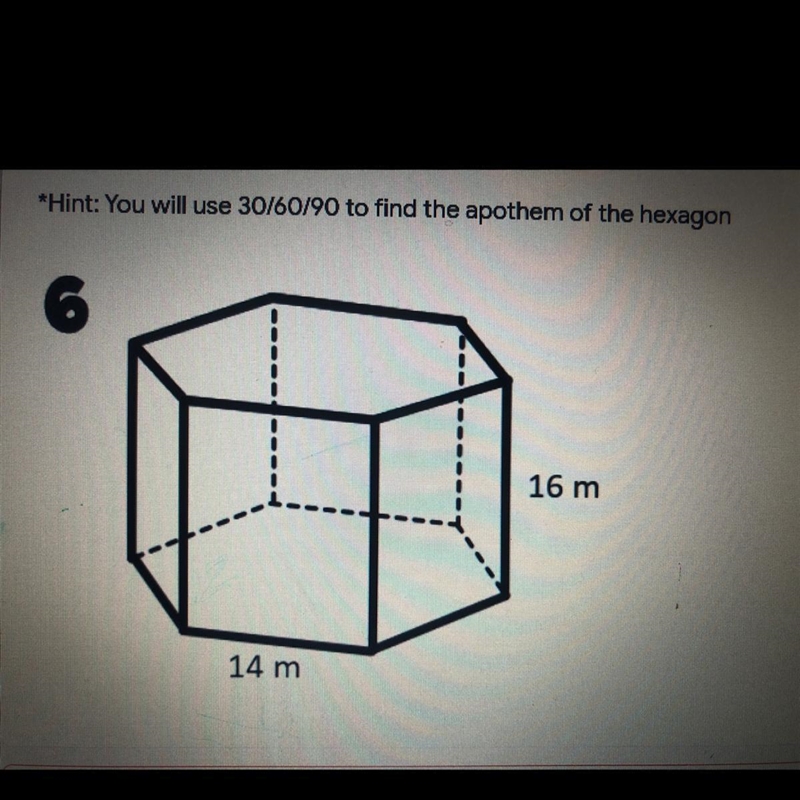 Find the volume of the hexagonal prism . please help . Work due in 20 minutes and-example-1