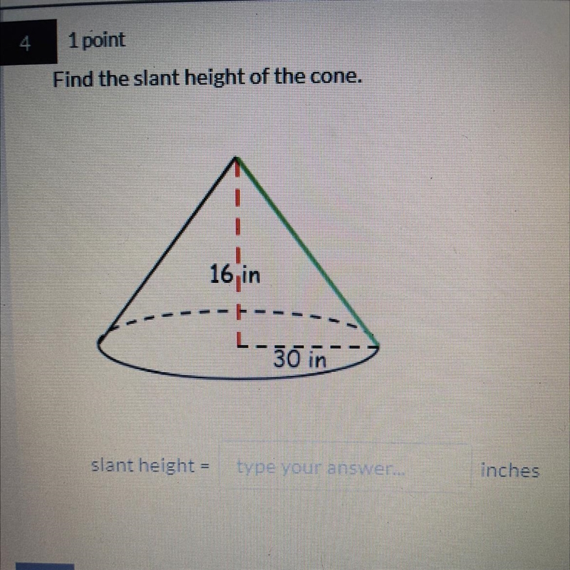 Find the slat height of the cone-example-1