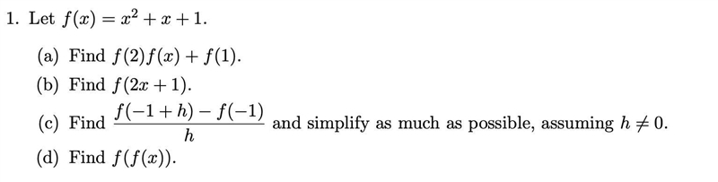 Let f(x)=x^2+x+1. (a) Find f(2) f(x) + f(1).-example-1