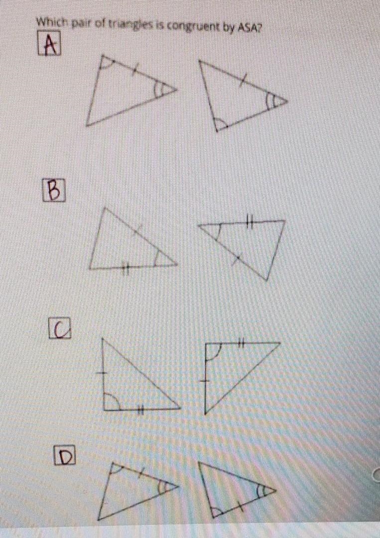 Which pair of triangles is congruent by asa?​-example-1