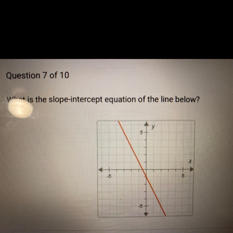 What's is the slope intercept equation of the line below-example-1