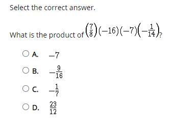 Select the correct answer. What is the product of ? A. B. C. D.-example-1