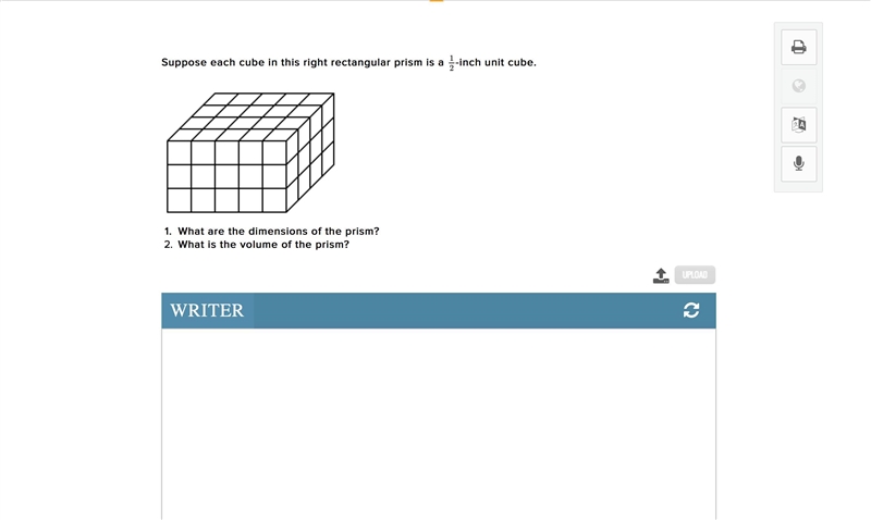 Suppose each cube in this right rectangular prism is a 1 2 -inch unit cube. What are-example-1