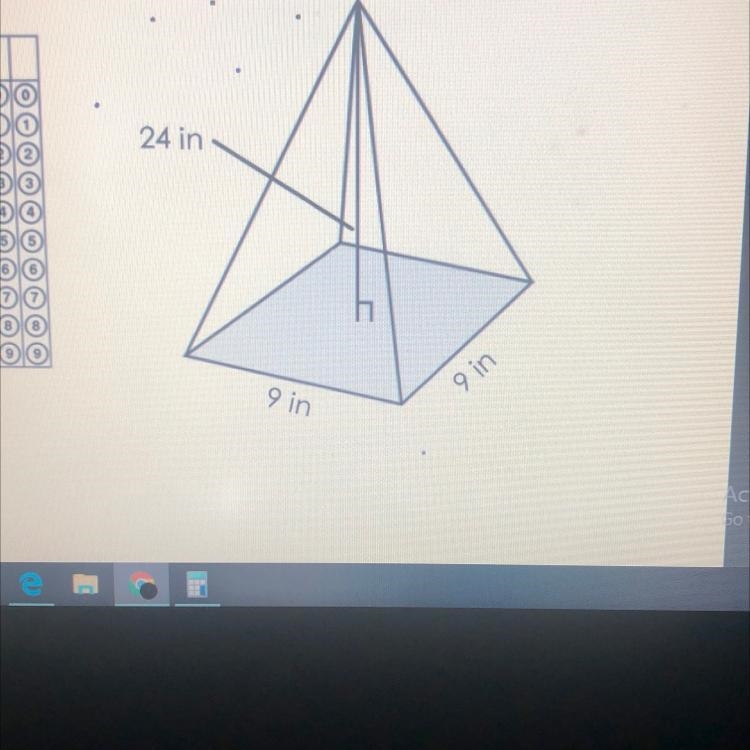 What is the volume of the square pyramid, in cubic inches?-example-1