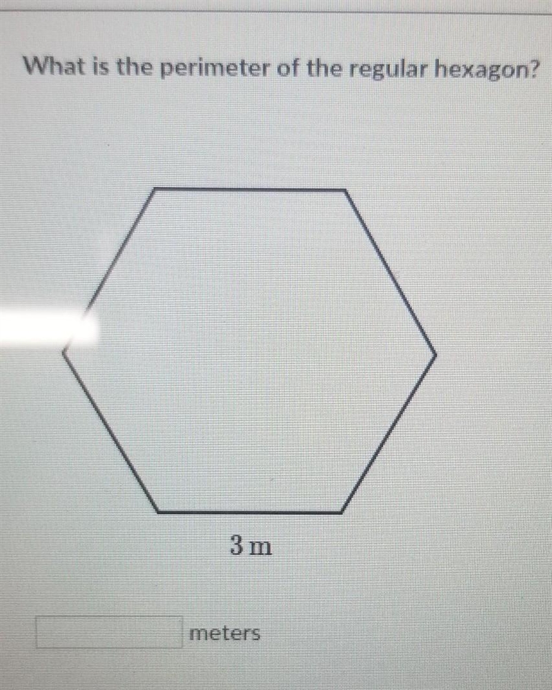 What is the perimeter of the regular hexagon? 3 m meters​-example-1