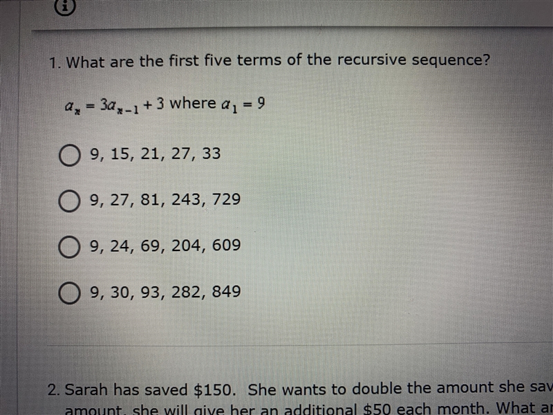 What are the first five terms of the recursive sequence-example-1