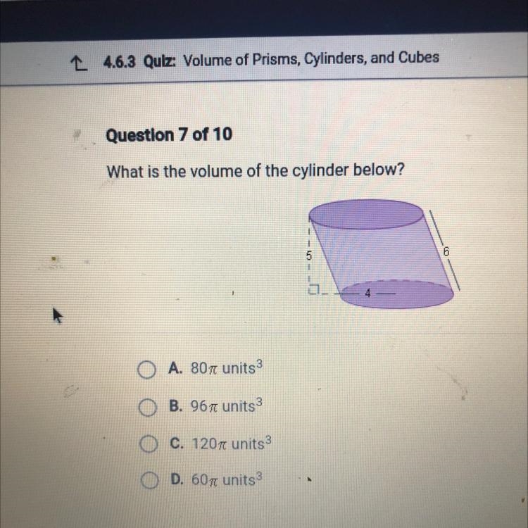 What is the volume of the cylinder below?-example-1