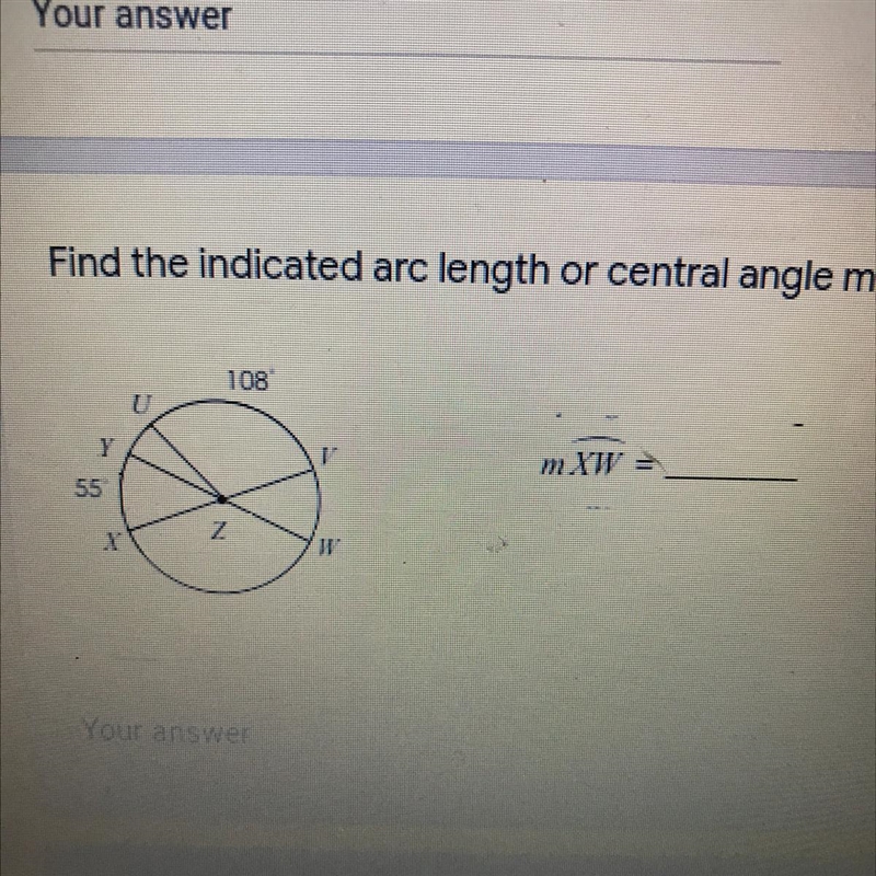 Find the Central arc measure-example-1