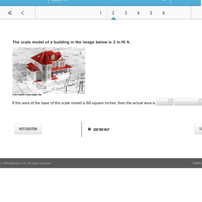 If the area of the base of the scale model is 60 square inches, then the actual area-example-1