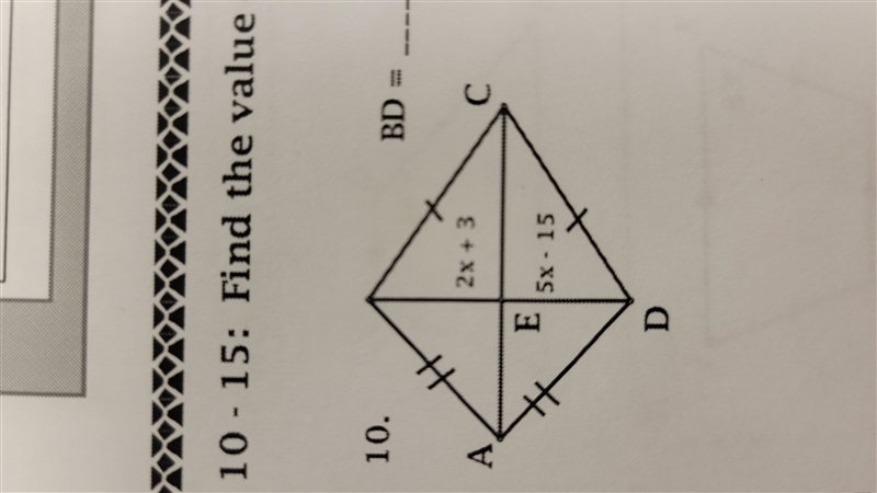 Find the value of the variable or the measure of the missing part of each kite BD-example-1