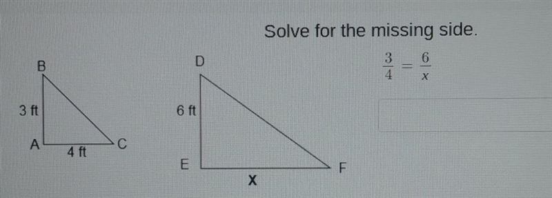 Solve for the missing side ​-example-1