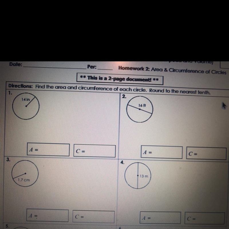 Directions Find the red on cumference of each circle. Round to the nearest tenth.-example-1