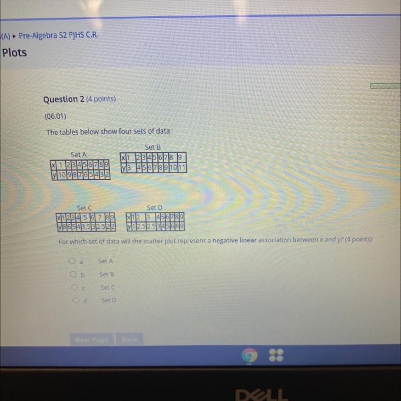 (06.01) The tables below show four sets of data: Set B Set A x[1 2131415161718 19 y-example-1