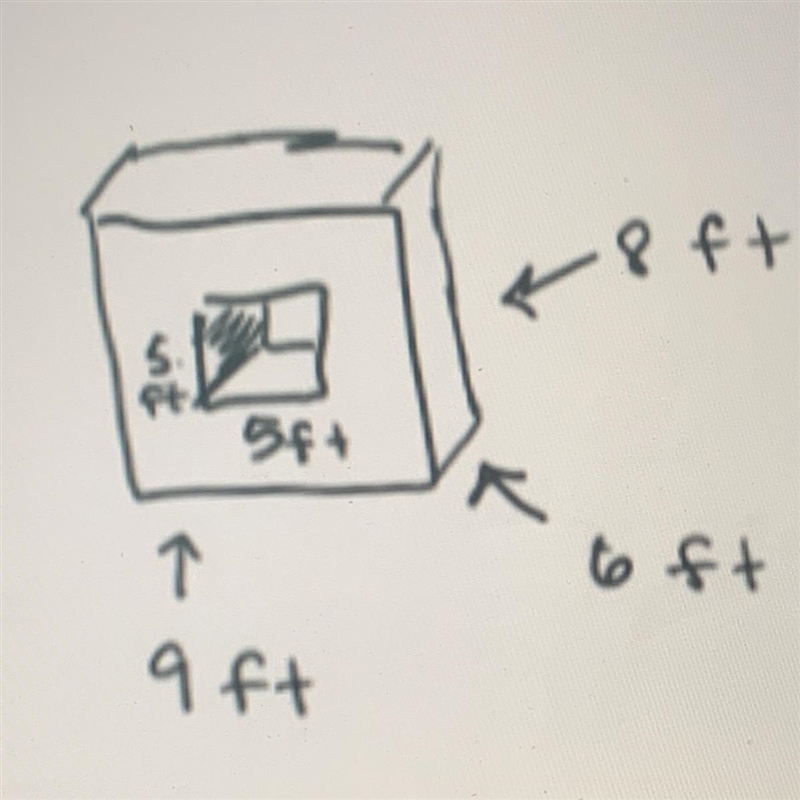 Find the volume of the box not including my the hole.-example-1