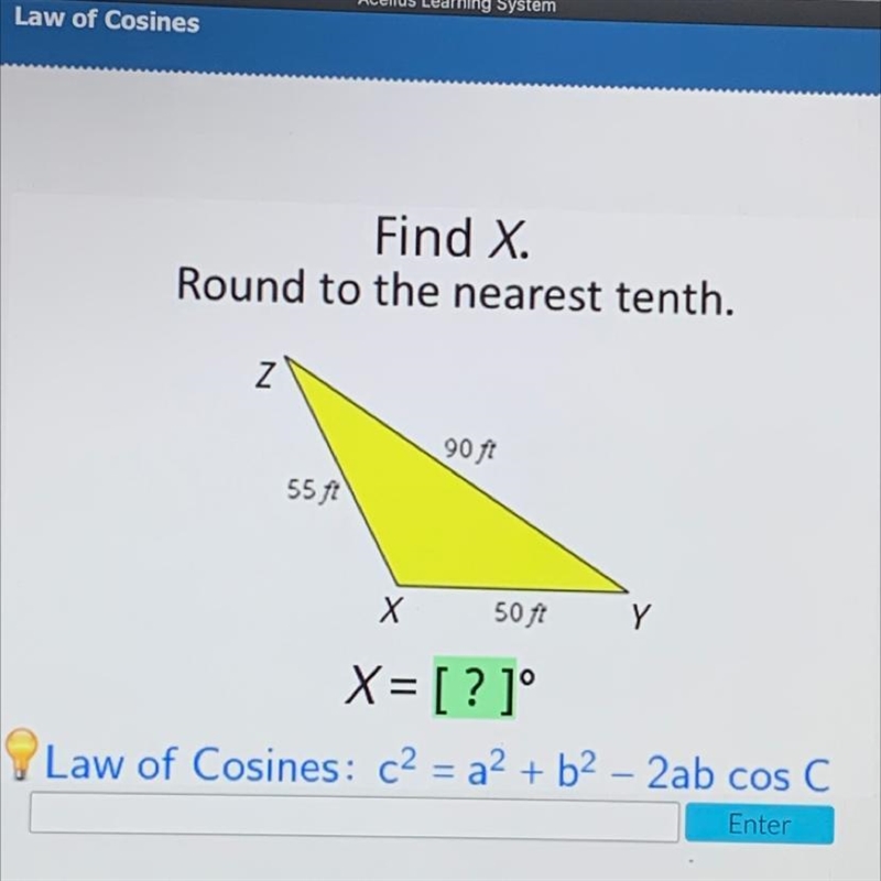 Please help :( Find X. Round to the nearest tenth.-example-1