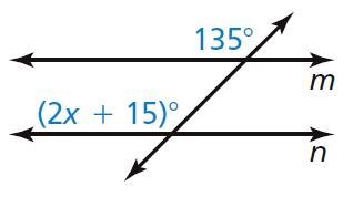 Find the value of x that makes m ∥ n.-example-1