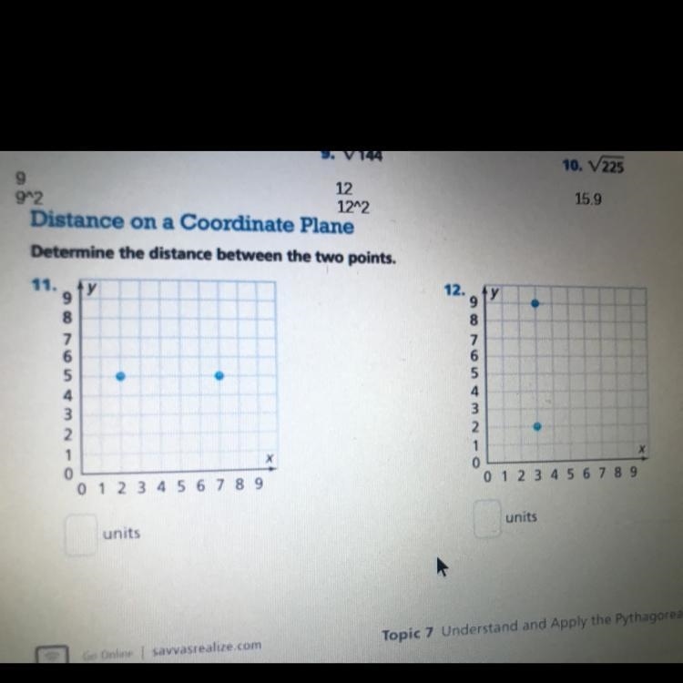 Distance on a Coordinate Plane Determine the distance between the two points.-example-1