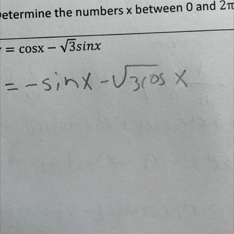 2. Determine the numbers x between 0 and 2pi where the tangent line to the curve is-example-1