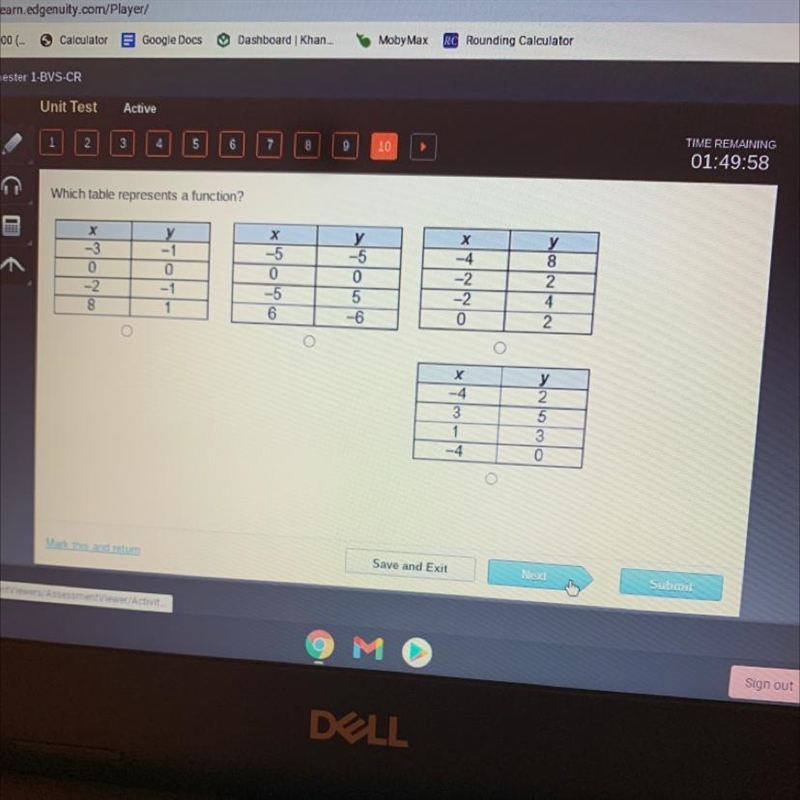 Which table represents a function?-example-1