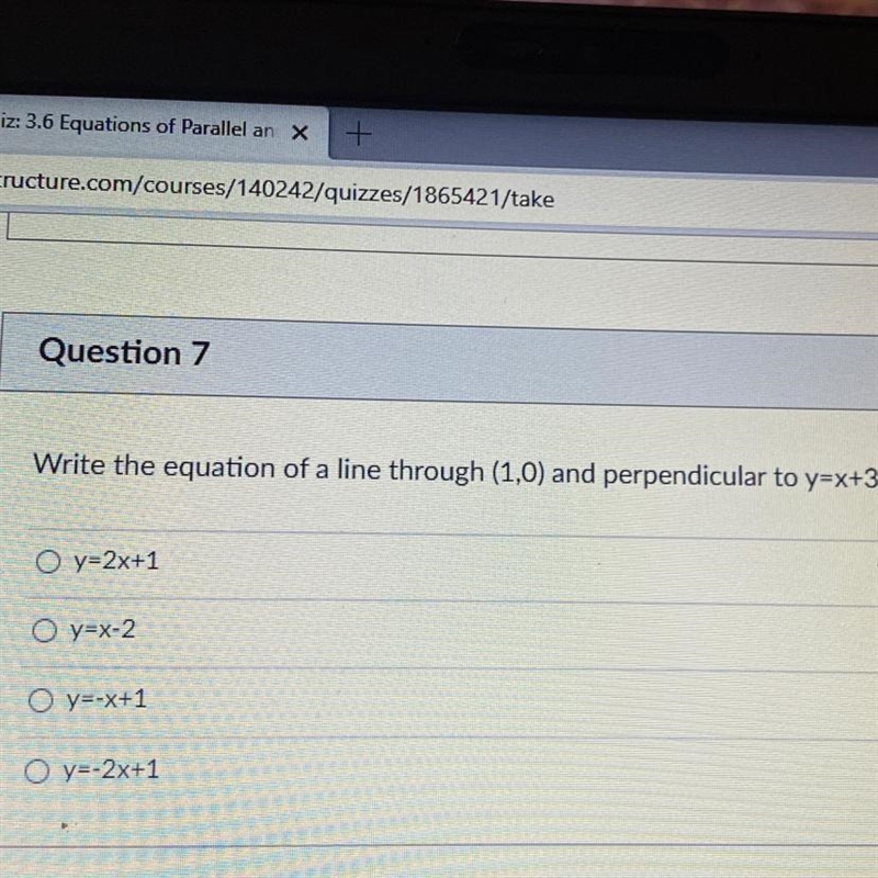 Question 6 1 pts Write the equation of a line through (-5,-5), parallel to y= Oy= - 1 O-example-1