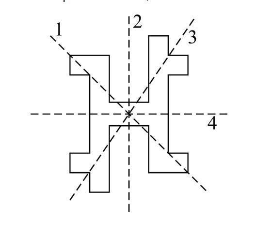 In the picture below, which lines are lines of symmetry for the figure? A. none B-example-1