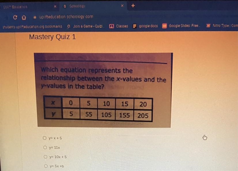 Which equation represents the relationship between the x-values and the y-values in-example-1