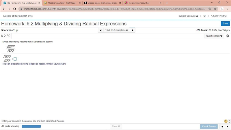 Divide and simplify. Assume that all variables are positive.-example-1