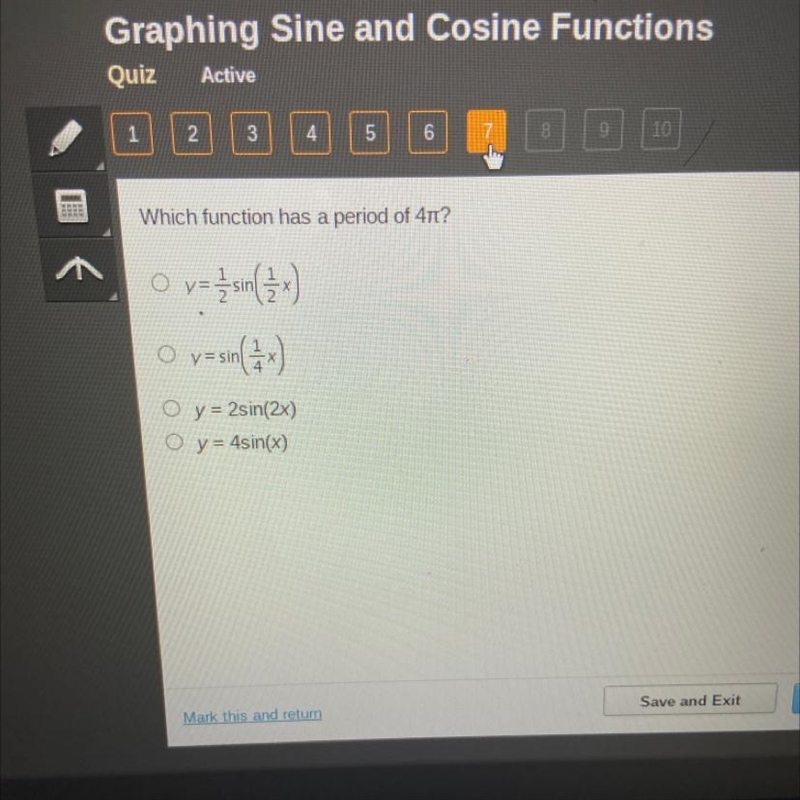 Which function has a period of 4pi-example-1