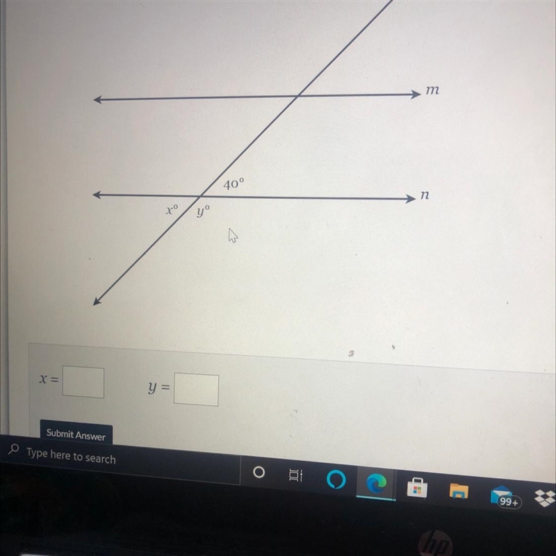 Please Find the value of x and y-example-1