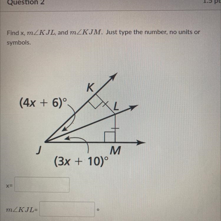 Find x, mKJL, and mKJM.-example-1