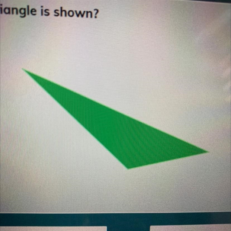 Which kind of triangle is shown? equilateral triangle scalene triangle acute triangle-example-1