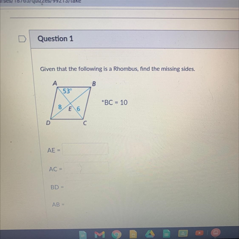 Given that the following is a Rhombus, find the missing sides.-example-1