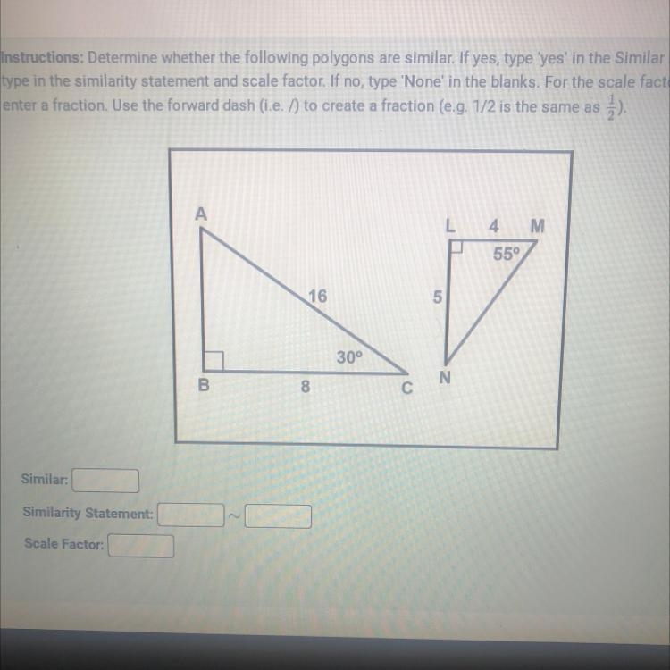 Determine whether the following polygons are similar. If yes, type 'yes' in the Similar-example-1