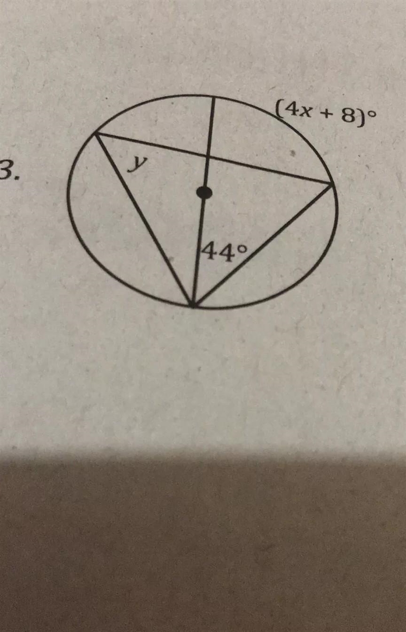 Find the value of y and (4x+8)°​-example-1