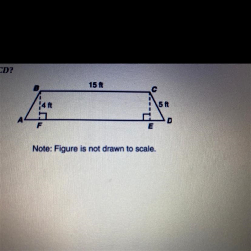 PLS HELP What is the length, in feet, of AD in the isosceles trapezoid ABCD? 15 ft-example-1