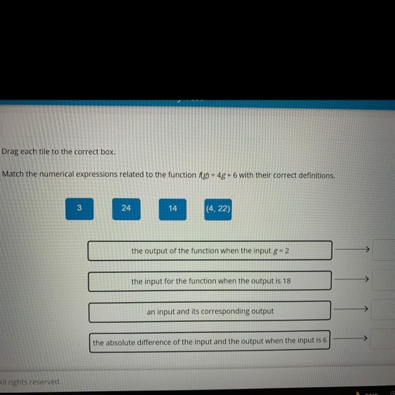 Match the numerical expressions related to the function. Please help :’))-example-1