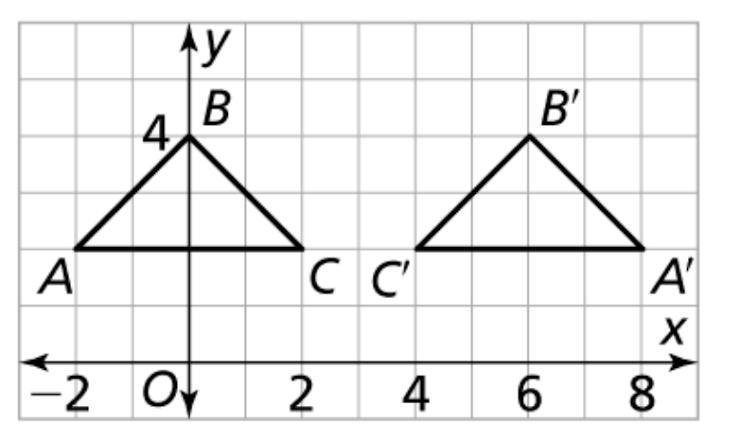 HELP! A’B’C’ is a reflection of ΔABC. Which best describes the reflection? *-example-1