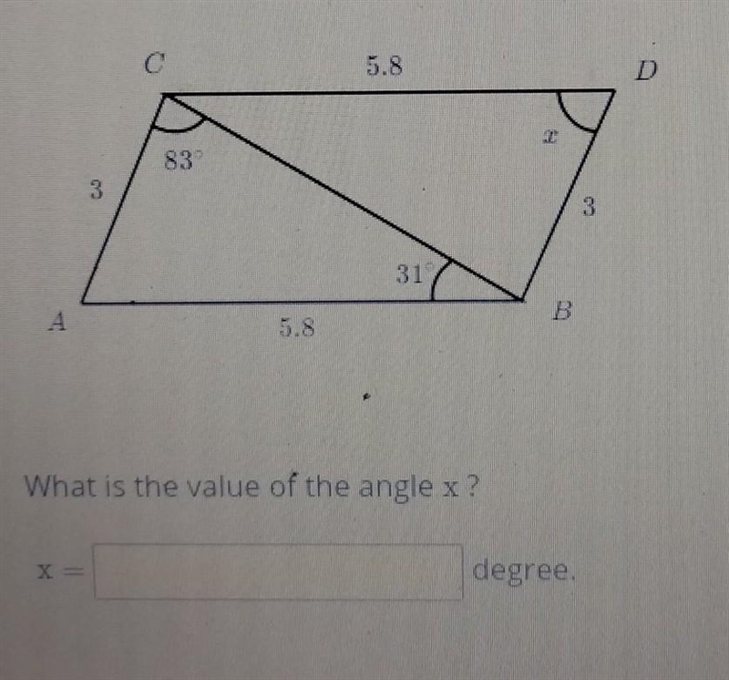 What is the value of angle x?​-example-1