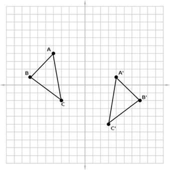 Describe the congruence transformation that maps ΔABC onto ΔA′B′C′ in the given figure-example-1