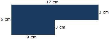 What is the area of the object above? A. 129 sq cm B. 78 sq cm C. 105 sq cm D. 111 sq-example-1