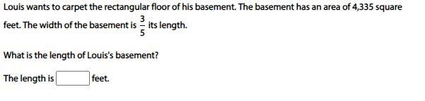 Louis wants to carpet the rectangular floor of his basement. The basement has an area-example-1