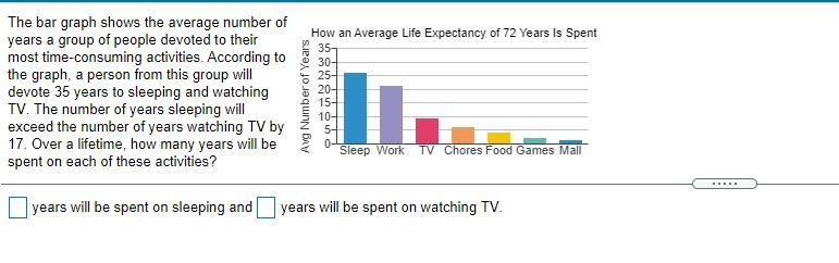 __ years will be spent on sleeping and __ years will be spent on watching tv.-example-1