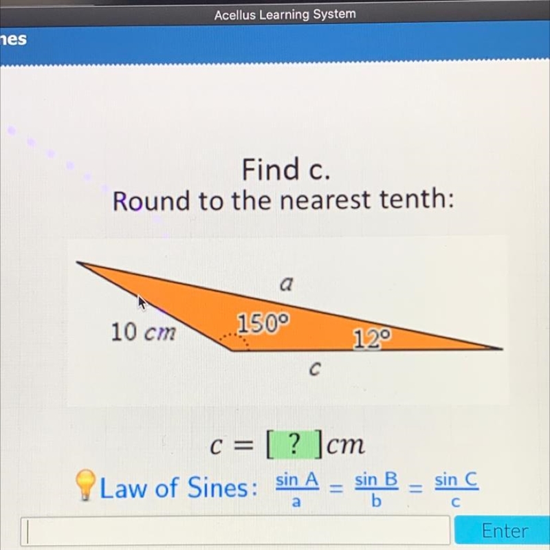 Please help due tmr. Find c. Round to the nearest tenth:-example-1