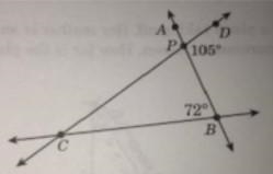 What is the measure of ∠PCB? 75 degrees 18 degrees 33 degrees 144 degrees-example-1