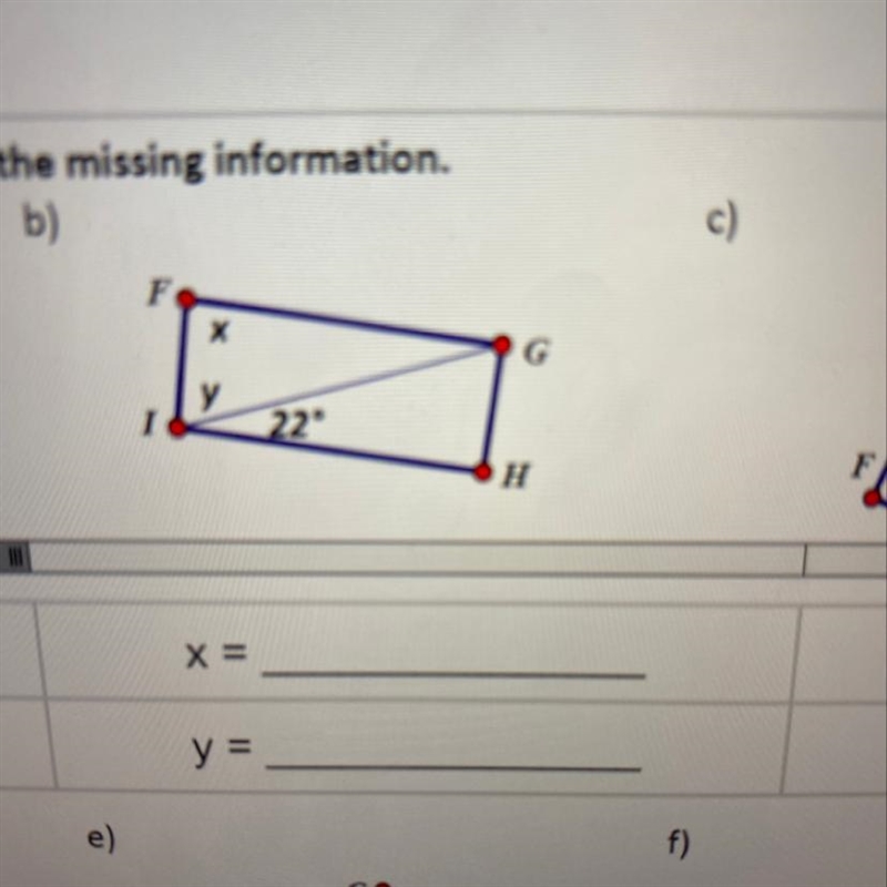 Please help this is due today!!!!! Given parallelogram FGHI determine the missing-example-1