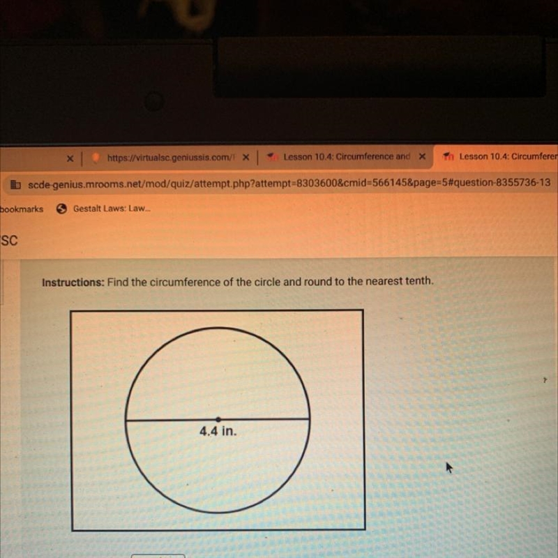 Find the circumference of the circle and round to the nearest tenth-example-1