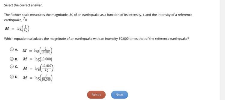 The Richter scale measures the magnitude, M, of an earthquake as a function of its-example-1