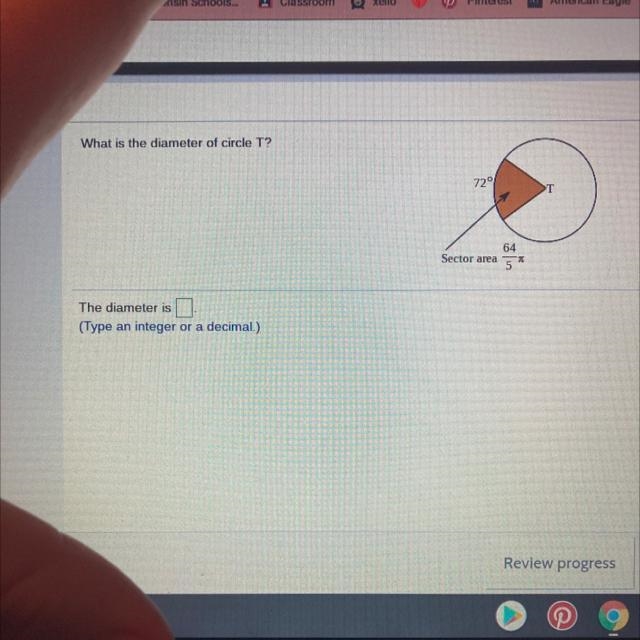 What is the diameter of circle T?-example-1