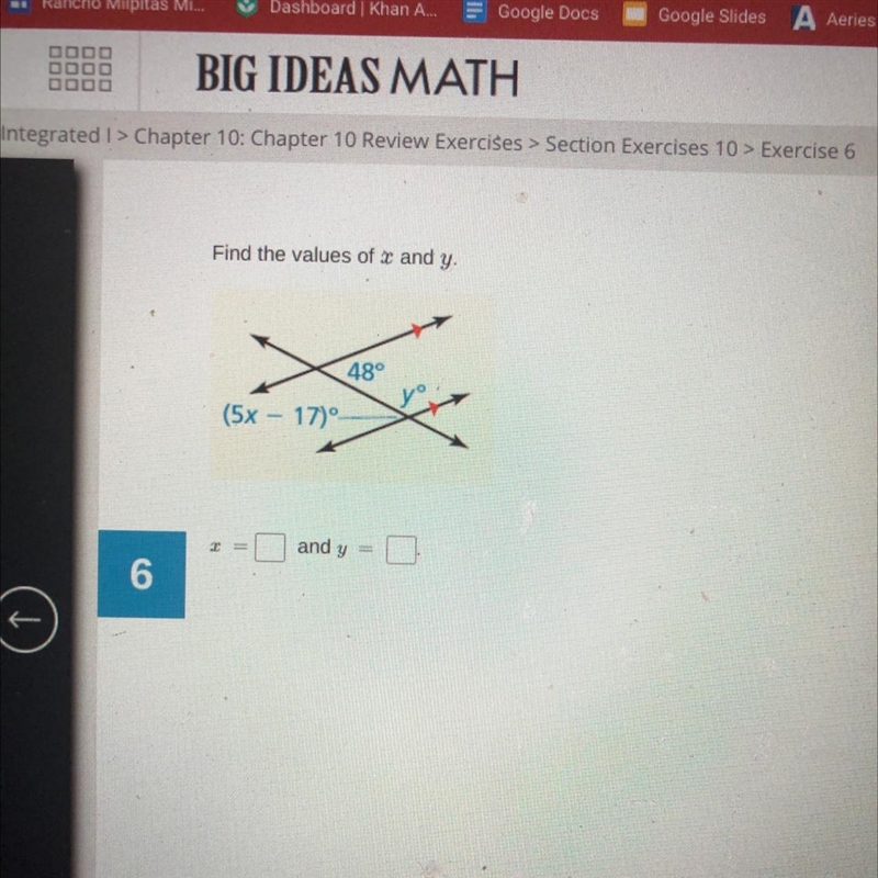 Find the values of x any y. ..........................,,,,,,,,.........................-example-1