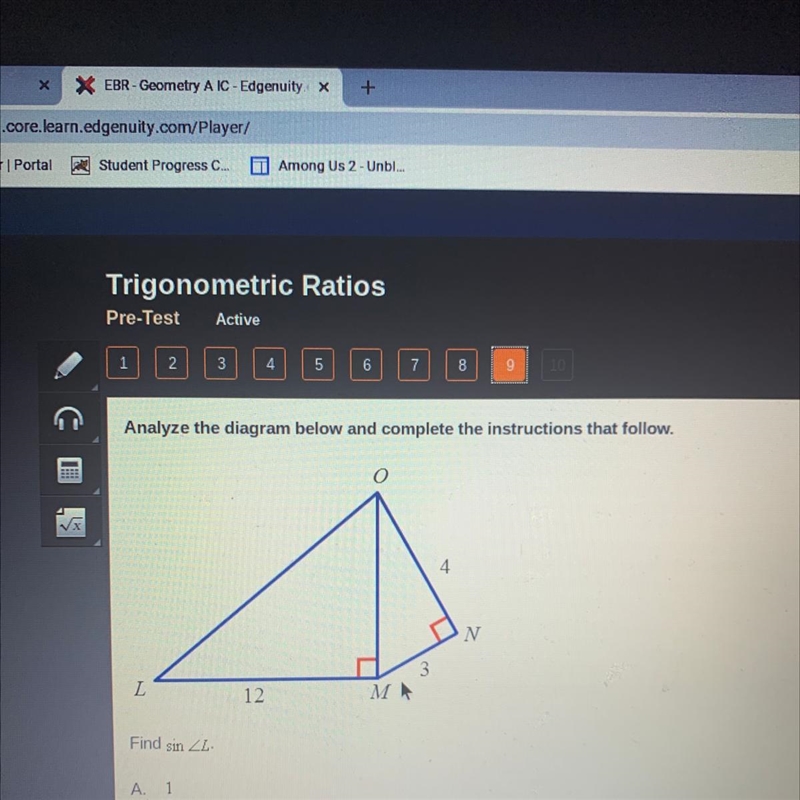 A. 1/3 B. 5/13 C. 4/5 D. 12/13-example-1